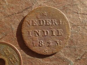オランダ領東インド(インドネシア)　1/2Stuiver　銅貨　1823年S　KM#285　(25.0mm, 4.6g)