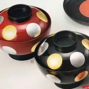 越前漆器■越前塗　夫婦吸物椀　雑煮椀　日月蒔絵【2客】本漆手塗り【新品】