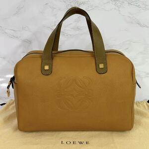 《大特価！》 ロエベ LOEWE ハンドバッグ アナグラム ライトブラウン レザー スエード 自00047