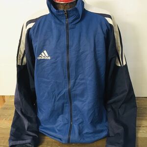 アディダス　adidas US L 裏メッシュ　ツートーン　トラックジャケット　ブルー×ネイビー