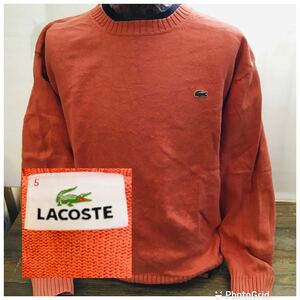 ラコステ　LACOSTE Lくらい コットン　クルーネックセーター　オレンジ