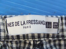 【お買得！】★UNIQLO/ユニクロ★ロングパンツ　白黒チェック柄　サイズL　リネンコットン/INES DE LA FRESSANGE_画像3