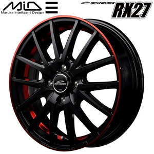 MID シュナイダー RX27 ホイール4本 ブラック/リム&アンダーカットポリッシュ+レッドクリアー 7.0J-17インチ 5穴/PCD114.3 インセット+48