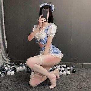 【２着セット】　ワンサイズ　メイド風コスチューム コスプレ セクシー メイド服 パーティー イベント 衣装 コスプレ衣装 制服 新品 未使用