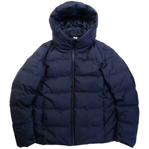 5364/美品 ユニクロ ダウンジャケット シームレス フード付 M 軽量 防風 撥水 WINDPROOF WATER REPELLENCY ボリューム UNIQLO 古着 メンズ