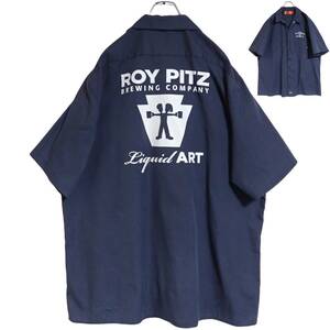 5423/Dickies 半袖ワークシャツ 2XLビックサイズ●洗濯プレス済●ネコポス可●ROY PITZ BREWING CO. Liquid ARTディッキーズ 古着