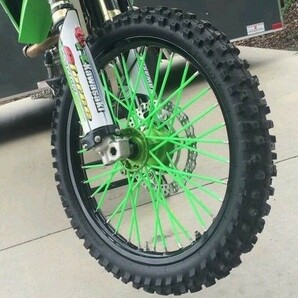 前後ホイール分 72本セット 緑 スポークスキン スポークラップ スポークカバー KX85 KX1125 KX250F KDX220 KDX125 KLX110L Dトラッカー CRFの画像5