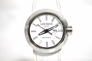 1円●美品●LOCKMAN ロックマン●DONNA ドンナ●クオーツ腕時計●レザーケース/替えベルト2種 3WAY ホワイト×シルバー SS 421 シリアル入