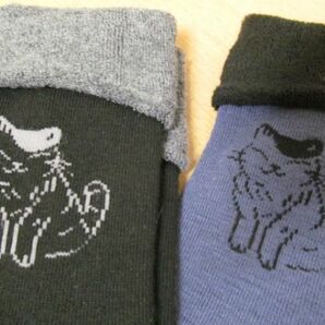 (56393)レディース ふわふわパイル ウォーム ソックス 靴下 ネコ 22～24㎝ 2足セットの画像3