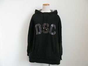 (56506)drug store's　D.S CLUB　ドラッグストアーズ　レディース　スウェット　パーカー　プルオーバー　ロゴ　ブラック　L