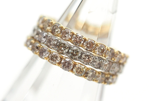  new goods! gorgeous!K18YGPt950 diamond total 3.00ct Eternity ring approximately 12 number ring 18 gold platinum diamond ring set ring teli* Brown diamond 