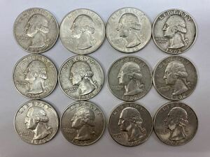 1円〜 1962年 アメリカ 25セント銀貨 12枚 ワシントン・クウォーター銀貨 シルバーコイン リバティーコイン クォーターダラー 