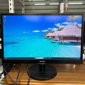 junk-21 Philips 243V5Q 24インチ液晶モニター　フルHD HDMI 枠ひび割れ　電源ケーブル付き