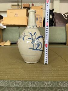 td0215 古美術 朝鮮古陶磁器 李朝 分院 白磁 染付 花瓶 時代物 極上品 初だし品 レア