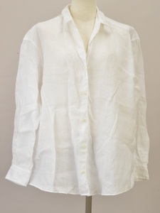 ドゥーズィエムクラス MUSE de Deuxieme Classe リネン ウォッシュシャツ 長袖 衿ワイヤー Fサイズ ホワイト レディース j_p F-M13090