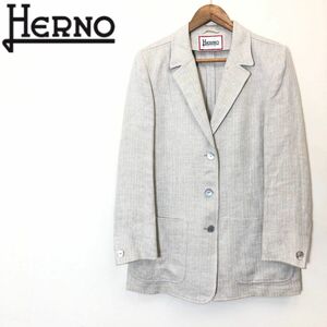 I2225-F◆ イタリア製 ◆ HERNO ヘルノ テーラードジャケット シングル ◆ size40 リネン100 ホワイト 古着 レディース 秋冬