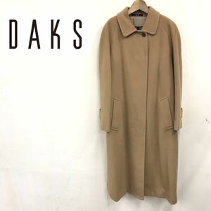 F130-K-S◆DAKS ダックス ウールロングコート◆size9AR ベージュ 総裏 カシミヤブレンド 比翼 キレイめ レディース 冬アウター