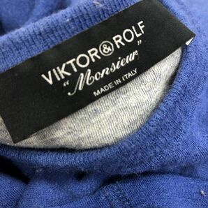 F100-J◆イタリア製 VIKTOR&ROLF Monsieur ヴィクターアンドロルフ ムッシュ プリント長袖Tシャツ◆ブルー サイズ44 プリント トップスの画像5