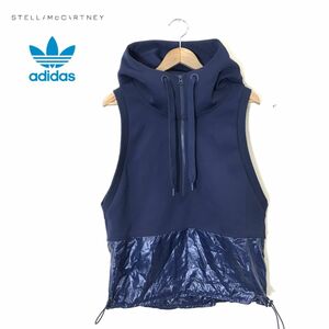 F206-D美品◆ adidas Stella McCartney アディダス ステラマッカートニー ベストブルゾン ハーフジップ 切替◆sizeM ネイビー ナイロン