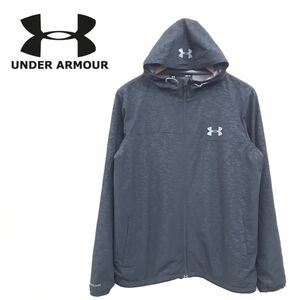 F32-R◆UNDER ARMOUR アンダーアーマー ジップアップパーカー◆サイズMD メンズ 紳士 ライトアウター ナイロン スポーツ 裏フリース グレー