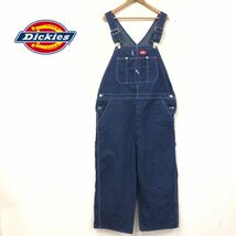 F4-K◆良品 Dickies ディッキーズ デニムオーバーオール◆size38×32 インディゴ 綿100% カジュアル 大きめサイズ ユニセックス ゆったり_画像1