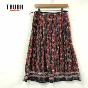 I2278-W◆TRUNK HIROKO KOSHINO トランク ヒロココシノ スカート 裏地なし 薄地 きれいめカジュアル◆size:38 オレンジ系 綿 ポリエステル