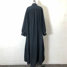 F349-O-N◆良品◆ TEN テン Ron Herman ロンハーマン カフタンドレス ワンピース ロング シャツ スタンドカラー◆コットン ブラック黒_画像6