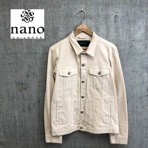 F799-T◆NANO UNIVERSE ナノユニバース デニムジャケット ジージャン ステッチ◆sizeL ベージュ メンズ トップス コットン