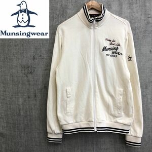 F775-F◆ Munsingwear マンシングウェア スウェットジャケット ジップアップブルゾン ◆ sizeL コットン ホワイト 古着 ゴルフウェア 秋冬