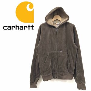 F719-R◆USA製 carhartt カーハート ジップアップ裏ボアパーカー◆サイズM メンズ 紳士 秋冬 アウター ストリート ブラウン 古着 ユーズド