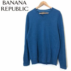 F642-F◆ BANANA REPUBLIC バナナリパブリック ニット セーター トップス Ｖネック ◆ sizeM ウール100 ブルー 古着 メンズ 秋冬