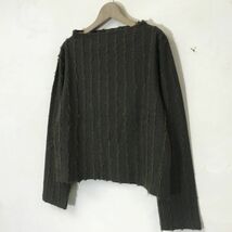 F685-D◆美品◆ plantation プランテーション モヘヤ混 ウールカットソー ニット 装飾 レディース◆sizeM カーキ系 毛 アクリル ナイロン_画像5