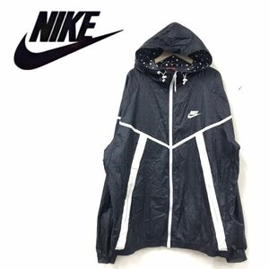 F429-R◆NIKE ナイキ ジップアップナイロンパーカー◆サイズXL 180/96A メンズ 紳士 レディース可 ライトアウター ドット ブラック 黒