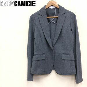 F1052-F-N◆ NARA CAMICIE ナラカミーチェ テーラードジャケット シングル ◆ size1 ウール100 グレー 古着 レディース 秋冬