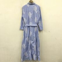 F1038-R-N◆ZARA ザラ シャツワンピース◆サイズS レディース 婦人 薄手 綿混 ロング ストライプ 刺繍デザイン ライトブルー_画像5