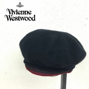 F1029-K-N◆良品 日本製 Vivien Westwood ヴィヴィアンウエストウッド ベレー帽◆sizeS-M ブラック ウール100% オーブ刺繍 カジュアル