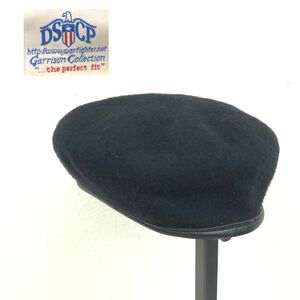 F1028-K-N◆DSCP ディーエスシーピー ベレー帽◆size7 3/8 ブラック1593 BERET WOOL ウール100% レザーパイピング ミリタリー 帽子