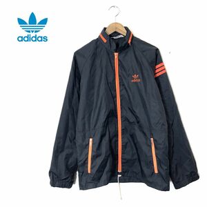 F988-D◆70s~◆ adidas アディダス トラックジャケット ウインドブレーカー ブルゾン ◆sizeL ブラック オレンジ ナイロン100