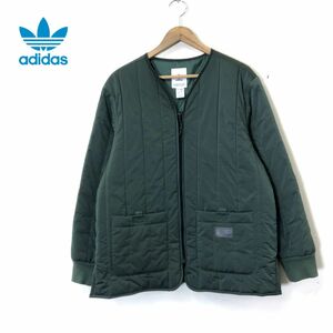 F987-D◆美品◆ adidas アディダス キルティングジャケット フルジップ 中綿 ◆ sizeM グリーン系 カーキ ナイロン