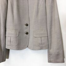 F1436-O-N◆美品◆日本製◆ Aquascutum アクアスキュータム ノーカラージャケット アウター◆size8 シルク 絹 ウール ベージュ_画像4