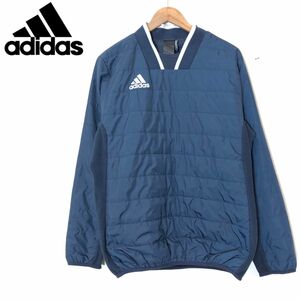 F1393-F-N◆ adidas アディダス プルオーバージャケット フリース切替 ロゴプリント ◆ sizeM ポリエステル100 ネイビー 古着 メンズ 秋冬