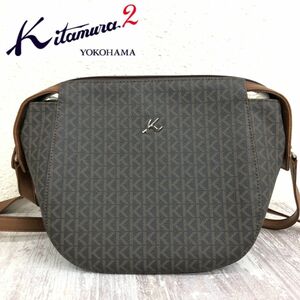 F1361-F-N◆ Kitamura K2 キタムラケーツー ショルダーバッグ ロゴ ジップ開閉 ◆ ブラウン 古着 レディース 小物 総柄