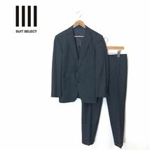 F1297-T◆SUIT SELECT スーツセレクト スーツ セットアップ テーラード 2B スラックス チェック柄◆sizeAB5 ネイビー メンズ_画像1