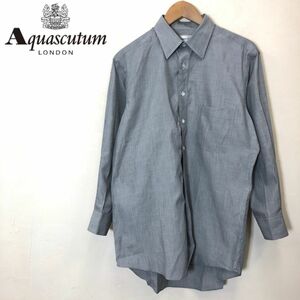 F1265-F◆ Aquascutum アクアスキュータム 長袖シャツ トップス 胸ポケ ◆ size41-80 コットン100 ブルーグレー 古着 メンズ 秋冬