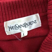 F1247-F◆ old ◆ YVES SAINT LAURENT イヴ・サンローラン ニットポロシャツ 長袖 セーター ◆ sizeL ウール100 レッド 古着 レディース_画像8