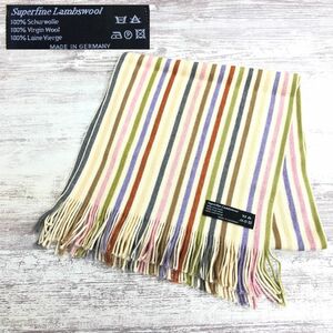 F1214-K* superior article Germany made wool muffler * off white multi stripe protection against cold stylish unisex casual fashion accessories feel of is good 