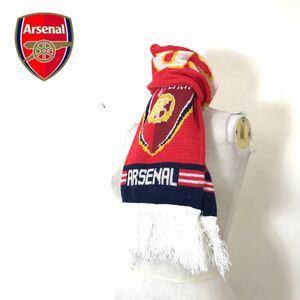 F1228-D◆良品◆ Arsenal アーセナル プレミアリーグ アクリルマフラー フリンジ ロゴ ◆ レッド ボルドー マルチ サッカー