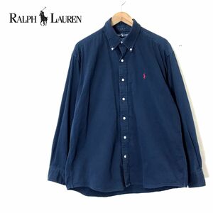 F1236-N◆old◆ Ralph Lauren ラルフローレン 長袖シャツ BD ボタンダウン BLAIRE ◆sizeL ネイビー 紺 コットン100