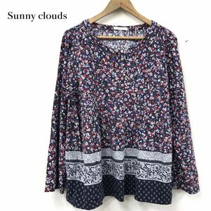 F1566-W◆Sunny clouds サニークラウズ チュニック 長袖 小花柄 カジュアル 大きめサイズ◆size:LL マルチカラー コットン レーヨン