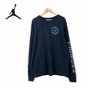 F2061-D◆良品◆ NIKE JORDAN ナイキ ジョーダン 長袖Tシャツ カットソー 袖プリント トップス ◆ size3XL ブラック コットン100